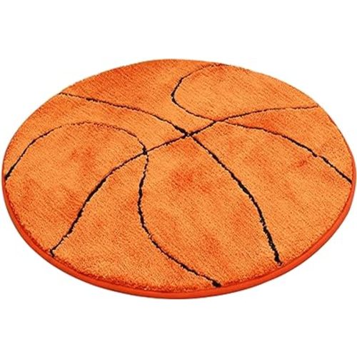 JeogYong Basketball Rug, Soft and Comfy Sports Themed Round Area Rugs Bedroom Living Room Carpet Kitchen Mat Bath Rugs for Bathroom, Basketball Themed Room Decor for Kids Bedroom Men Cave