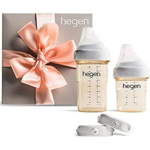 hegen Newborn Baby Bottle Basic Starter Kit- PPSU Bottle for Babies, Medium & Slow Teat- Breast Milk Storage Lids and Secure Seals
