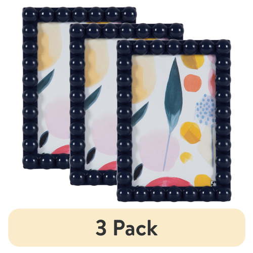 (3 pack) DesignOvation 4x6 Beaded Navy Decorative Tabletop Picture Frame