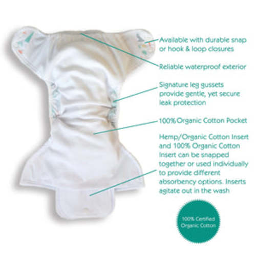 Pocket Cloth Diaper | Natural Cotton + Hemp | One Size
