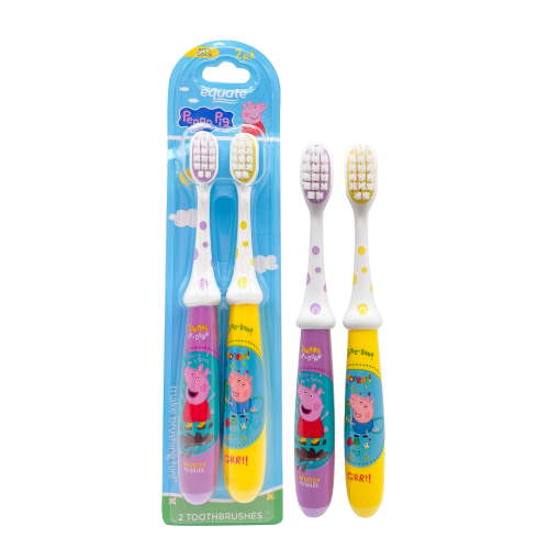 Equate Kids Peppa Pig Manual Toothbrushes with Soft Bristles, 2 Pack, Suitable for Toddlers 12 Months