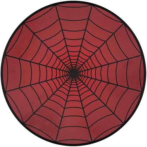 Spider Web Rug for Kids Bedroom Boys Round Washable Non-Slip Circular Rug Carpet 5 Ft, Kids Area Rugs for Bedroom Playroom Nursery