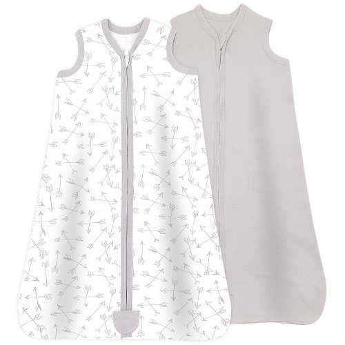 Bublo Baby Baby Wearable Blanket, Cotton Sleep Sacks for 6-12 Months, 2 Pack Unisex Sleeping Bag Sack, Medium Size, 2-Way Zipper, 0.5 Tog Breathable Cotton