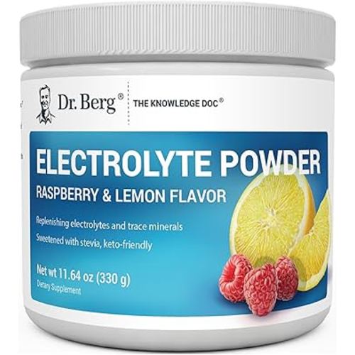 Dr. Berg Zero Sugar Hydration Keto Electrolyte Powder - Enhanced w/ 1000 mg of Potassium & Real Pink Himalayan Salt (NOT Table Salt) - Raspberry & Lemon Flavor Hydration Drink Supplement - 50 Servings