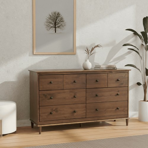 Spencer Six Drawers Solid Wood Dresser Walnut - for Adults and Teens