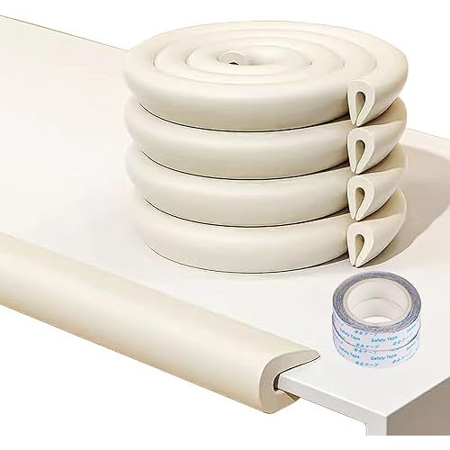 4M U Shape Edge Protectors for Glass Coffee Table,Foam Baby Proofing Safety Bumper Guard Strip,Corner Protectors for Kids,Suitable for Furniture Fireplace Desk Worktop (Milky White)