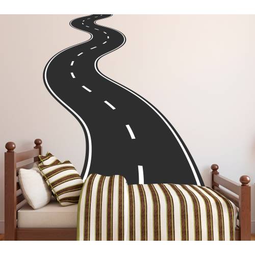 Road Wall Decal Way Highway Vinyl Sticker Track Route Wall Decor Kids Playroom Boys Room Wall Art Mural Automotive Bedroom Mural Sticker