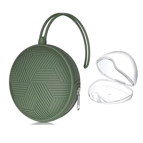 Smlpuame Pacifier Holder Case,Mothers Day Gifts for Mom BPA Free Portable Silicone Baby Pacifier Cover Pouch for Diaper Bag Stroller,Travel Outdoor Activities,Easy to Clean(Army Green)