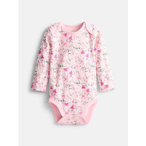Wonder Nation Baby Girls’ Print Cotton Bodysuit with Long Sleeves, Sizes 0M-24M