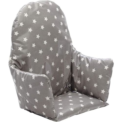 High Chair Cushion for IKEA Antilop Highchair. Padded Chair Cushion for Baby - Easy to Fit and Fully Wipe Clean Seat Pad - High Chair Accessories Designed for IKEA Antilop (Grey Stars)