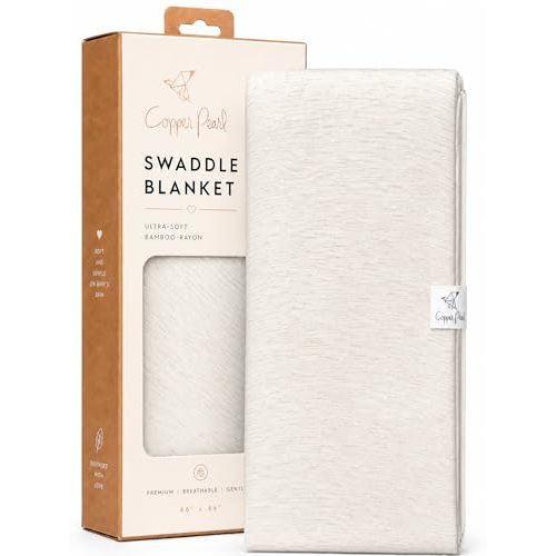 Copper Pearl Swaddle Blankets for Newborns | Soft Stretchy Receiving Blankets for Boys and Girls | Large 46 x 46 Inch Baby Blankets | Lightweight and Breathable Swaddles | Oat