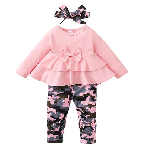 XUANHAO Baby Girl Clothes Infant Toddler Girl Clothes Fall Winter Outfits Long Sleeve Ruffle Tops Girls Pants Sets 3-24M