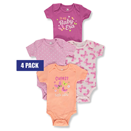 Koala Baby Baby Girls' 4-Pack Butterfly Bodysuits