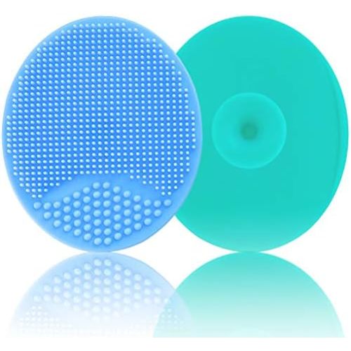 Baby Cradle Cap Brush, Baby Bath Brush, Silicone Massage Brush, Silicone Scrubbers Exfoliator Brush, Baby Skin Scrubbers Baby Essential for Dry Skin, Cradle Cap and Eczema (Large-Blue & Green)