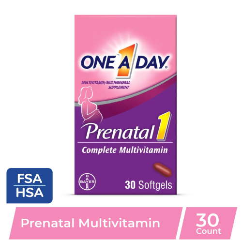 One A Day Women's Prenatal Multivitamin with Folic Acid, DHA and Iron, 30 Ct HSA/FSA Eligible
