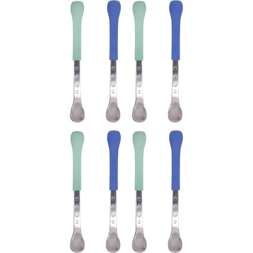 Nuby 2-in-1 Hot Safe Feeding Spoons - (8-Pack) Spoons for Babies 6+ Months - Blue and Aqua