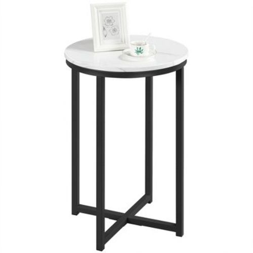 Yaheetech Modern X-Based Accent Table with Metal Legs Round Tabletop