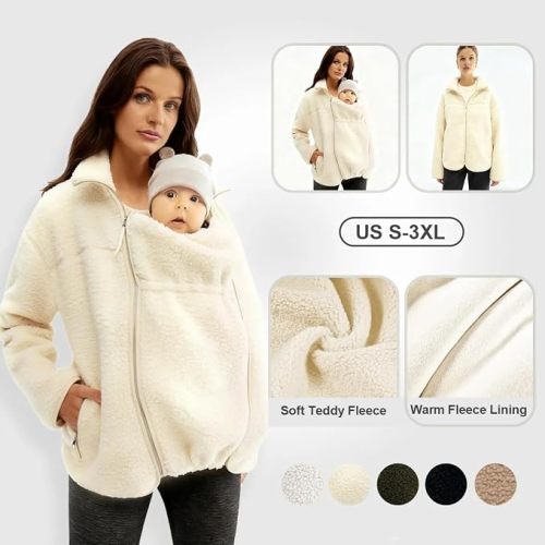 YEMORCH Maternity Coat Winter Mom Cozy Thicken Coats Fleece Sherpa Jacket