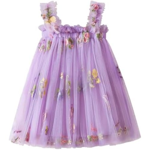 Nileafes Toddler Summer Dress Baby Girl Strap Floral A Line Dress Sleeveless Beach Butterfly Sundress for Toddler Girl