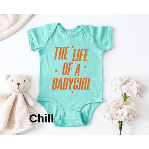 The Life of a Babygirl Onesie®, Orange Glitter Baby Girl Outfit, Showgirl Baby Clothes, Baby Shower Gift for Girls, Funny Infant Bodysuit