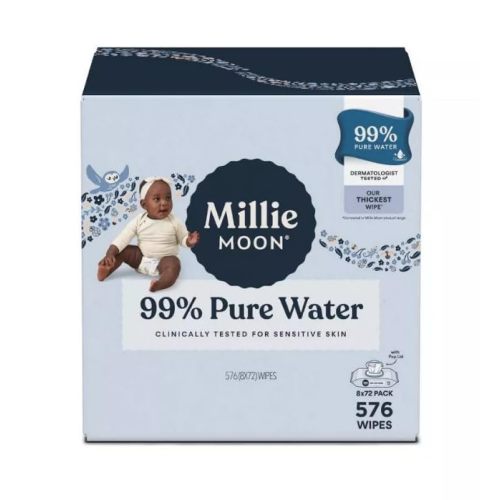 Millie Moon 99% Pure Water Baby Wipe, 576ct
