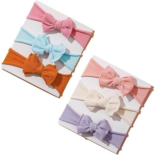 6pcs Baby Girl Bows Baby Nylon Headbands, Stretchy Knot Hair Bows