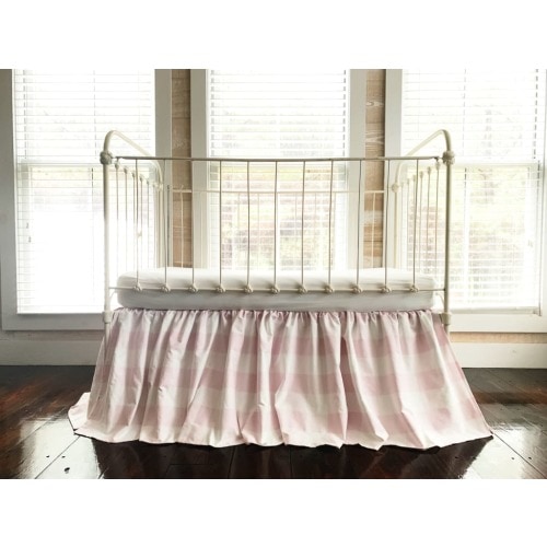 Pink Buffalo Check Farmhouse Crib Skirt