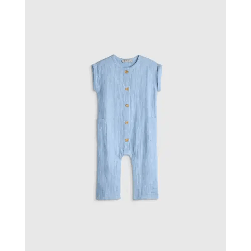 100% Organic Cotton Gauze Romper in Ocean Breeze