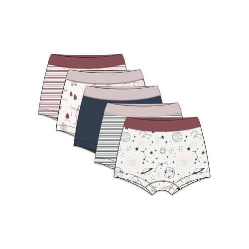 PREORDER | Organic Cotton Boy Short Briefs for Girls | Multi-pack | 5 colors | Berry Hues