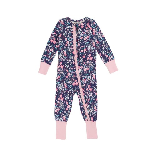 SoftSnooze Baby Girls Ruffle One Piece Convertible Pajamas