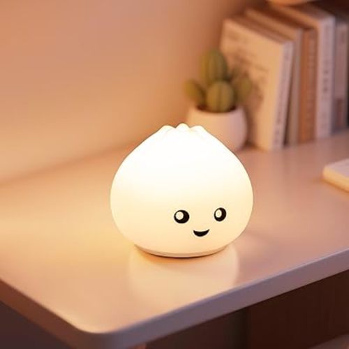 Night Light for Kids, Rechargeable Dimmable Silicone LED Nightlight with 7 Colors, Baby Nursery Night Lamp, Touch Squishy Lamp, Cute Gifts for Girls, Boys, Toddler Room Decor, Dumpling