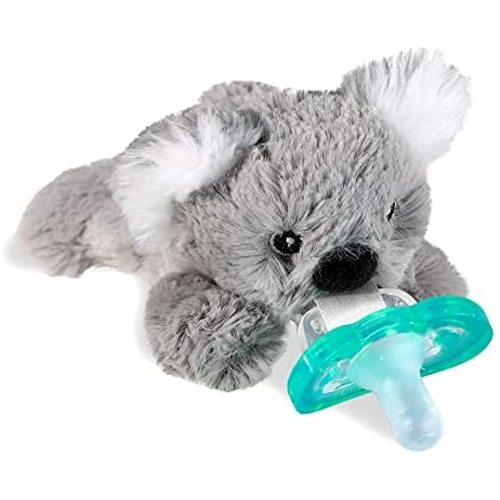 RaZbaby JollyPop Pacifier, Holder w/ Detachable Baby Pacifier, Stuffed Animal RaZbuddy, All Ages 0M+, 100% Medical Grade USA Made Silicone Pacifier, Machine Washable, Textured & Easy to Hold – Koala