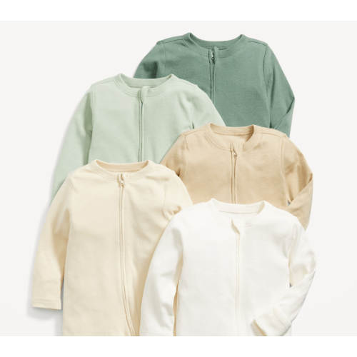 Green/white 0-3M - 2-Way-Zip Sleep & Play Footed One-Piece 5-Pack for Baby