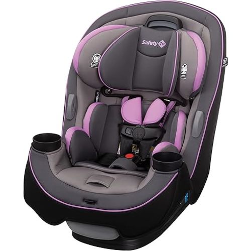 Safety 1st Grow and Go All-in-One Slim Convertible Car Seat, Rear Facing, 5-40 lbs, Forward Facing (30–65 lbs), High Back Booster Seat 40-100 pounds, Purple Haze