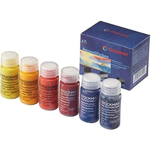 Stockmar Watercolor Paint- 6 Set, Washable Paint for Kids, Homeschoolers & Students, Waldorf Art Supplies (6 Bottles, 20 mL each)