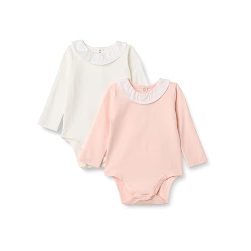 Amazon Essentials x Sofia Grainge Baby Girls' Long-Sleeve Ruffle Collar Bodysuit, Pack of 2