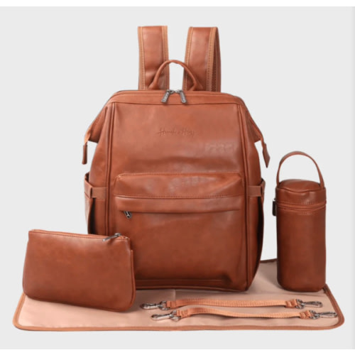 Vintage Diaper Bag Backpack | Best Vegan Leather Baby Bag | Comfortable Padded Straps | Hannah and Henry