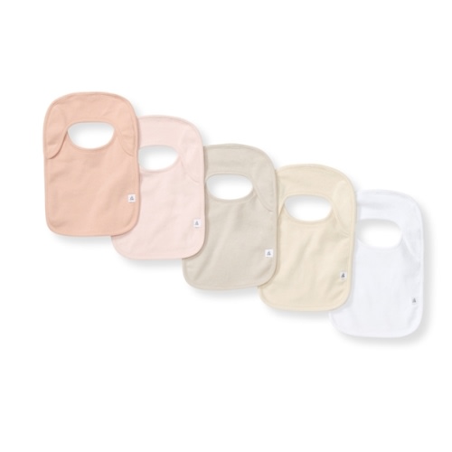 (Color: Pink Sand) Solid Organic Cotton Baby Bibs 5 Pack