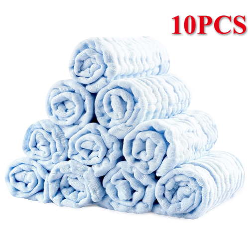 Muslin Baby Wipes - Ultra Soft Cotton Wash Cloths for Newborn, Super Absorbent Face and Bath Towel and Reusable Baby Wipes for Sensitive Skin. 10 pack - 10 x 10 inches