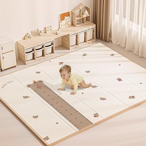 71x59 in Foldable Baby Play Mat,Waterproof Baby Playpen Mat,Portable Anti-Slip Baby Playmat,Thick Foam Floor Play Mat for Babies &Toddlers & Kids,Reversible Baby Crawling Mat for Indoor&Outdoor(Home)