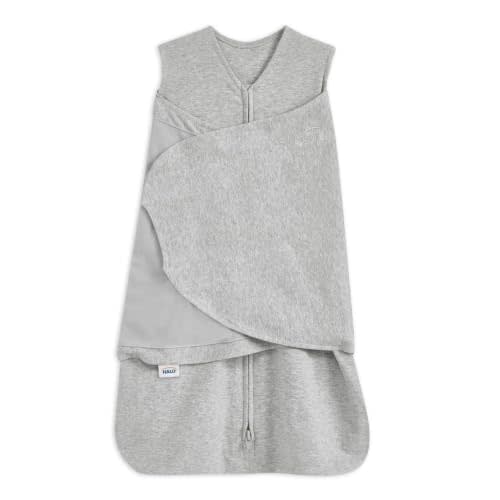 HALO 100% Cotton Sleepsack Swaddle, 3-Way Adjustable Wearable Blanket, TOG 1.5, Heather Gray, Newborn, 0-3 Months