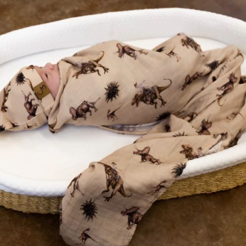 Cowboy Dino Bamboo Muslin Swaddle – Cowkid Clothing Company