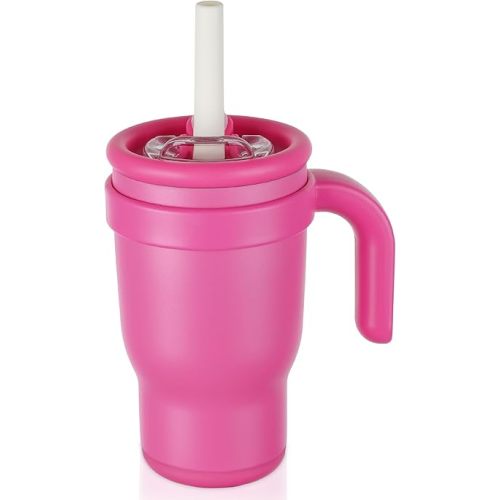 14oz Toddler Sippy Cup Vacuum Insulated Stainless Steel Kids Cup with Handle, Spill-Proof Straw, Leak-Proof Travel Cup for Home or On-the-Go