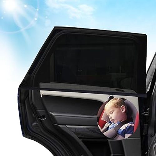 2 Pack Sun Shade for Car,Car Window Shades for Baby - UV Protection Sun Shade Side Window Curtains, Blackout Mesh for Heat & UV Block (Universal Fit 60-110cm) - Compatible with Most Cars