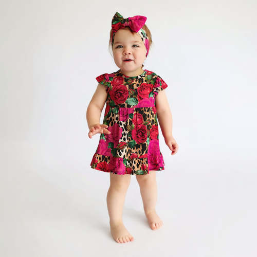 Wild Roses Ruffled Twirl Bodysuit Dress