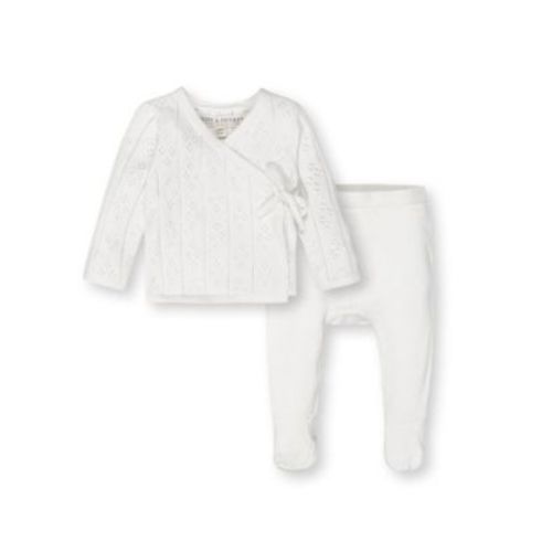 Baby Hope and Henry Organic Long Sleeve Pointelle Wrap Sweater and Footed Legging Set