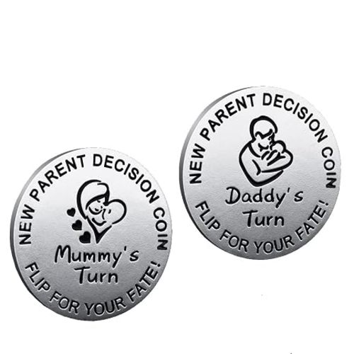 New Dad Mom Gifts Funny Decision Making Coin, New Parent Mummy Daddy Pregnancy Women First Time to be Moms Dads Mother's Day Father's Day Gifts Double Sided