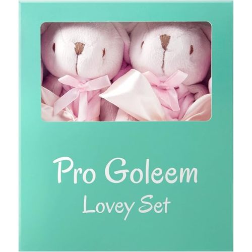 Pro Goleem Bunny Security Blanket Twin Baby Gifts Baby Snuggle Toy Lovey for Infant Girls Soft Lovie Pink, 2 Pack