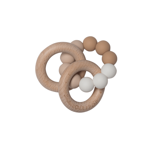 Bubble Silicone and Wood Teether - Neutral