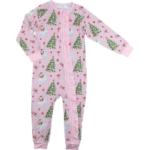Pink Knit Holiday Zipper Pajamas